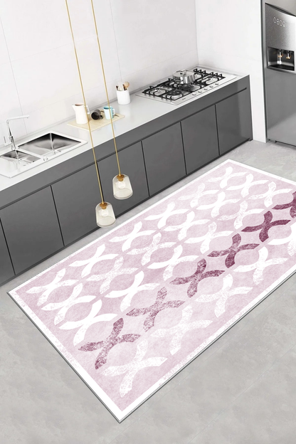 Güzel Pembe Yeni Nesil Baskılı Halı & Yolluk