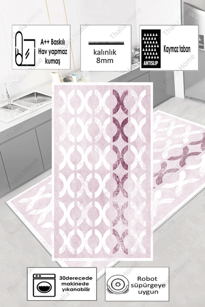 Güzel Pembe Yeni Nesil Baskılı Halı & Yolluk