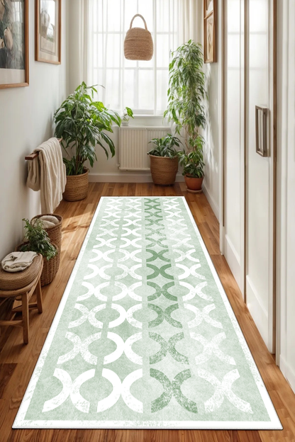 Güzel Yeşil Yeni Nesil Baskılı Halı & Yolluk