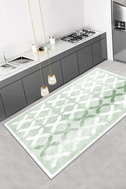 Güzel Yeşil Yeni Nesil Baskılı Halı & Yolluk