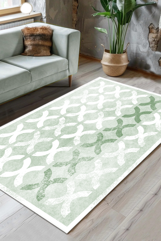 Güzel Yeşil Yeni Nesil Baskılı Halı & Yolluk