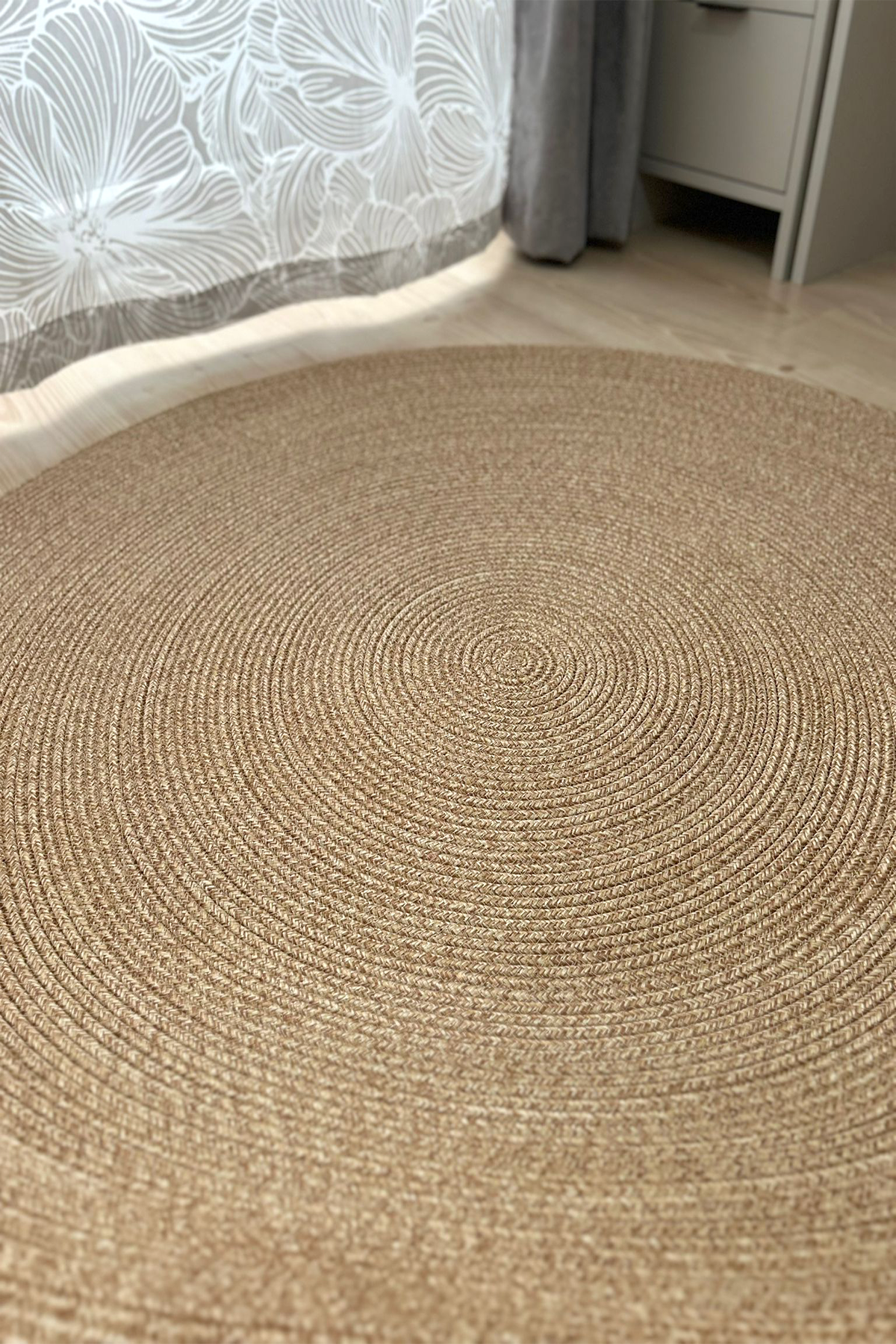 Jüt Kilim Yuvarlak Hasır Halı NATURAL