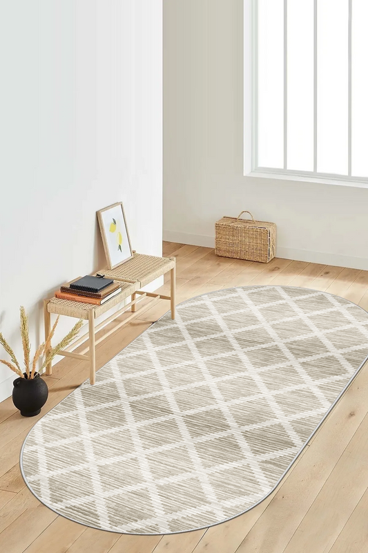 Hazal kahve oval Yeni Nesil Baskılı Halı & Yolluk