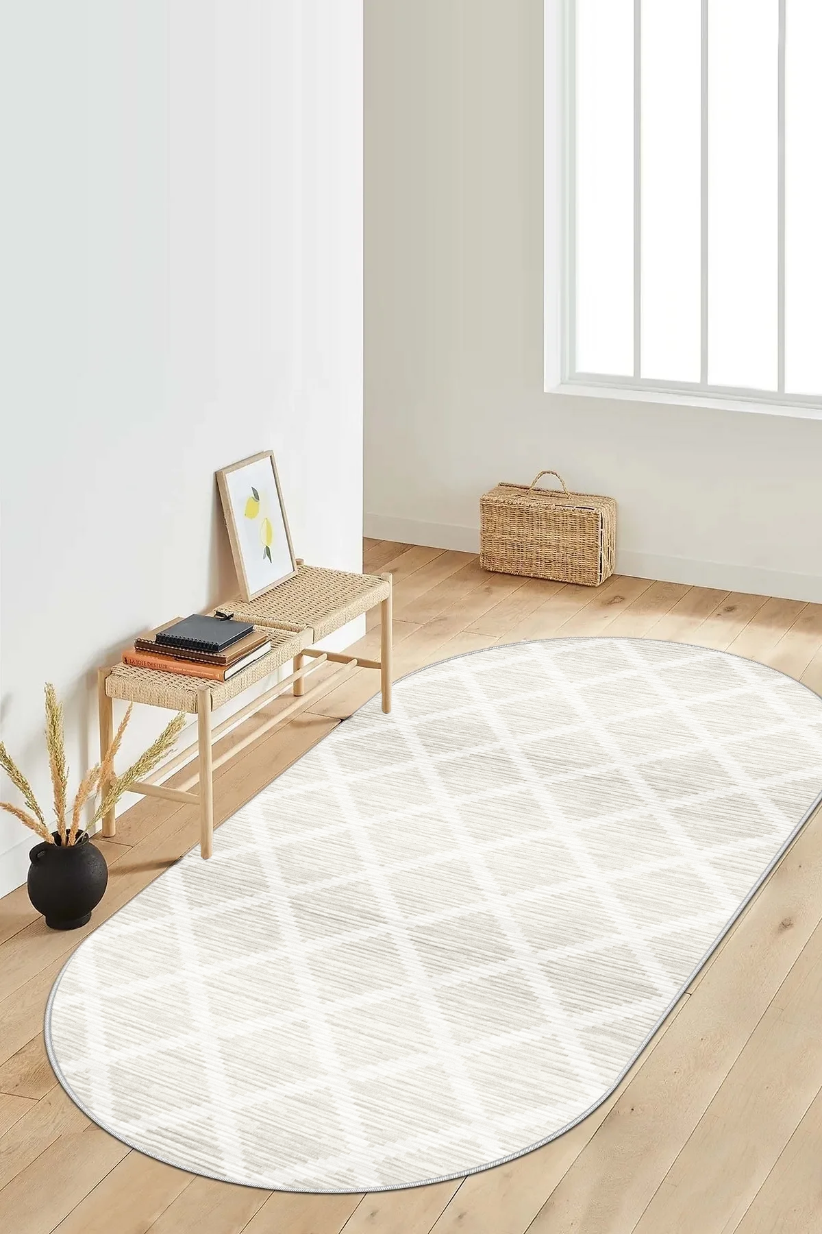 Hazal krem oval  Yeni Nesil Baskılı Halı & Yolluk