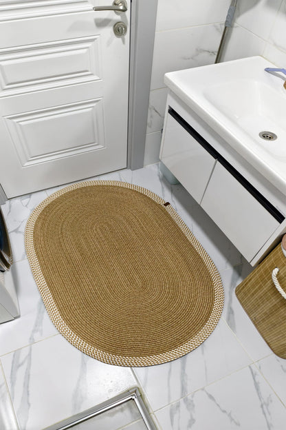 Jüt Kilim Oval Hasır Halı   Hasır-Krem