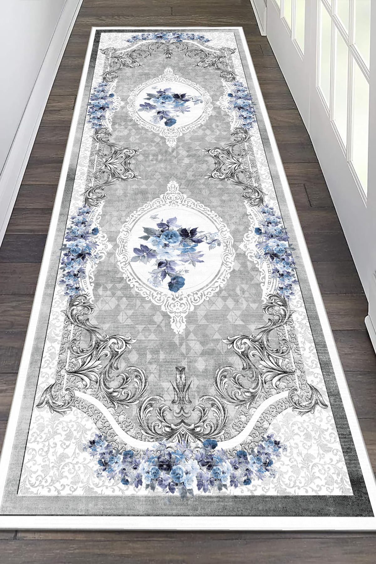 Gülbahar Mavi Yeni Nesil Baskılı Halı & Yolluk