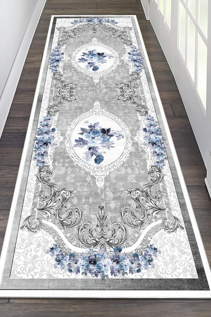 Gülbahar Mavi Yeni Nesil Baskılı Halı & Yolluk