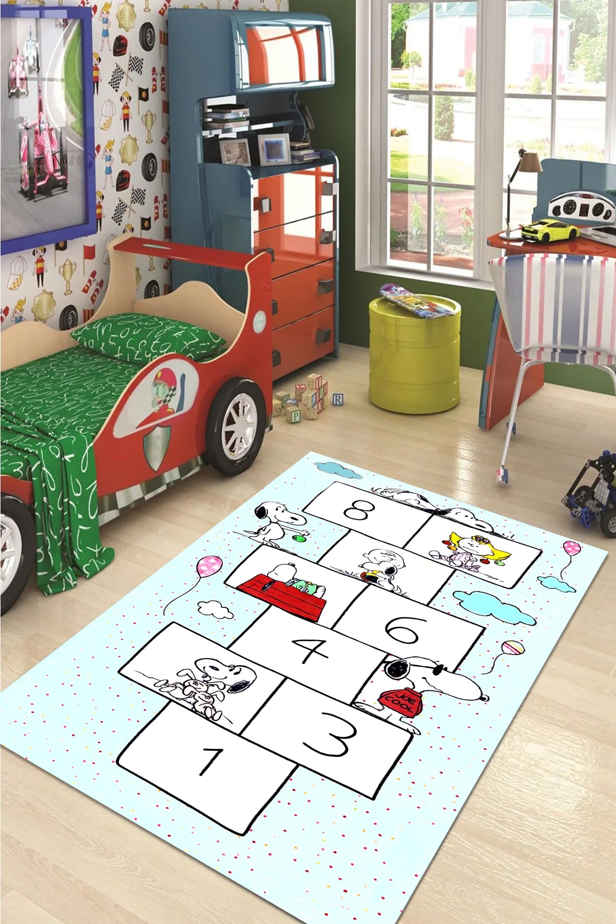 Snopy Mavi Çocuk Halısı Yeni Nesil Baskılı Halı & Yolluk