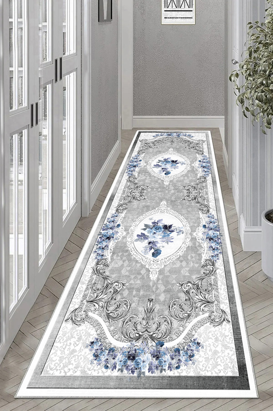 Gülbahar Mavi Yeni Nesil Baskılı Halı & Yolluk