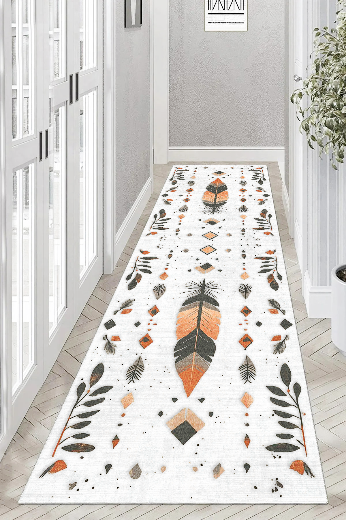 Papua Baskılı Kaymaz Taban Halı & Yolluk