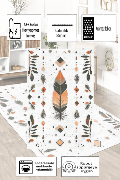 Papua Baskılı Kaymaz Taban Halı & Yolluk