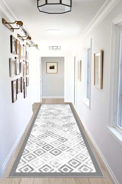 Petek Gri Yeni Nesil Baskılı Halı & Yolluk