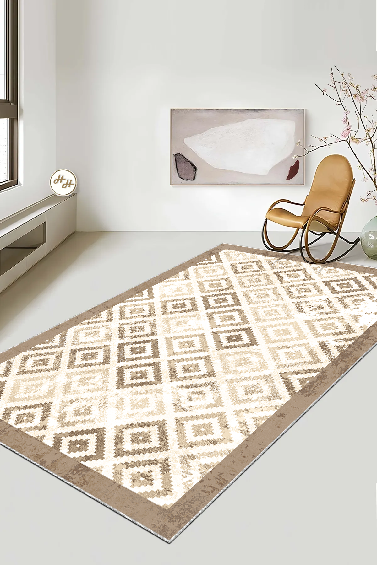 Petek Kahve Baskılı Kaymaz Taban Mutfak Halısı