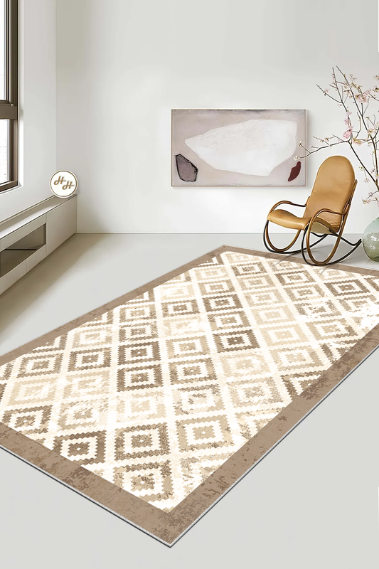 Petek Kahve Baskılı Kaymaz Taban Mutfak Halısı