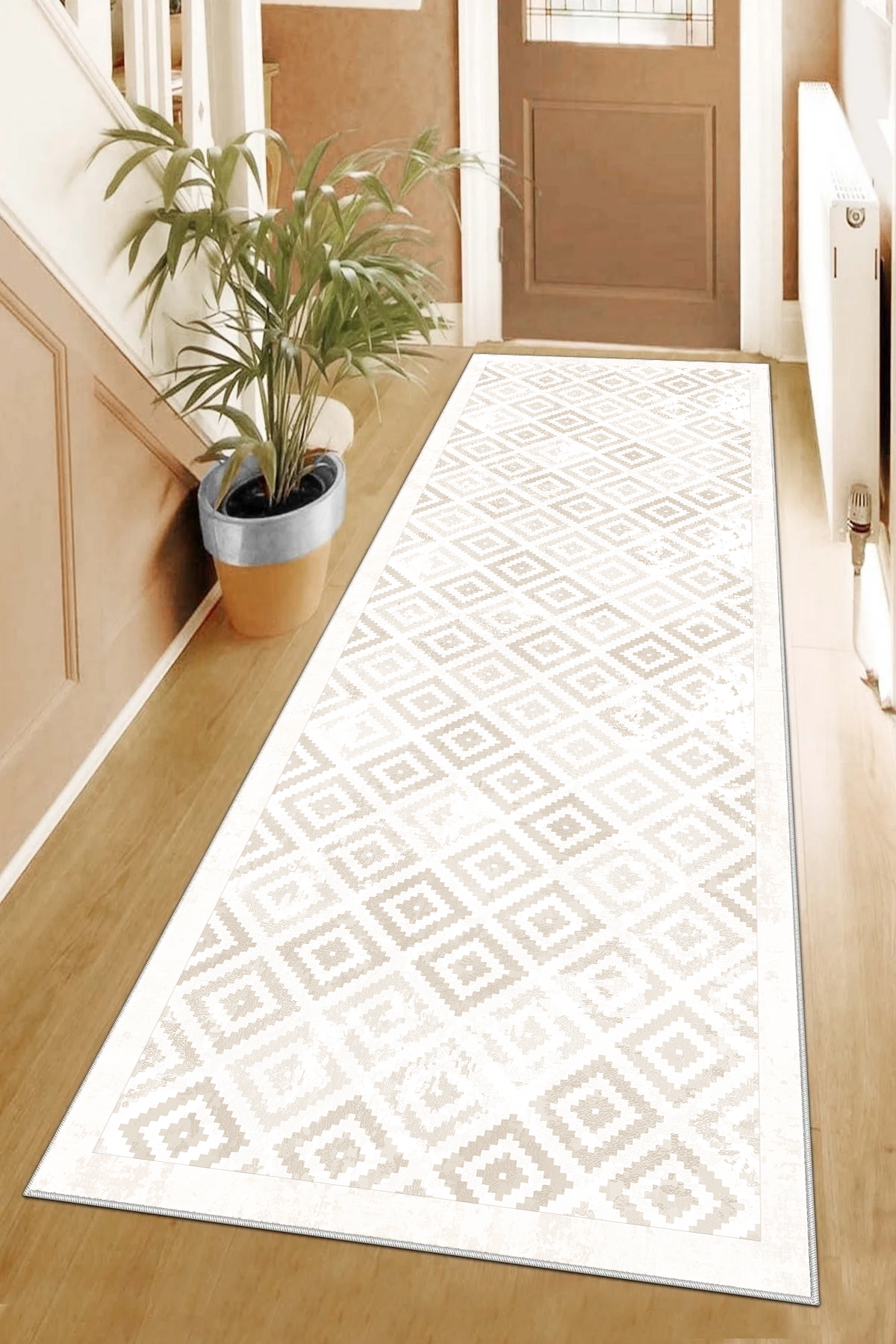 Petek Krem Baskılı Kaymaz Taban Mutfak Halısı