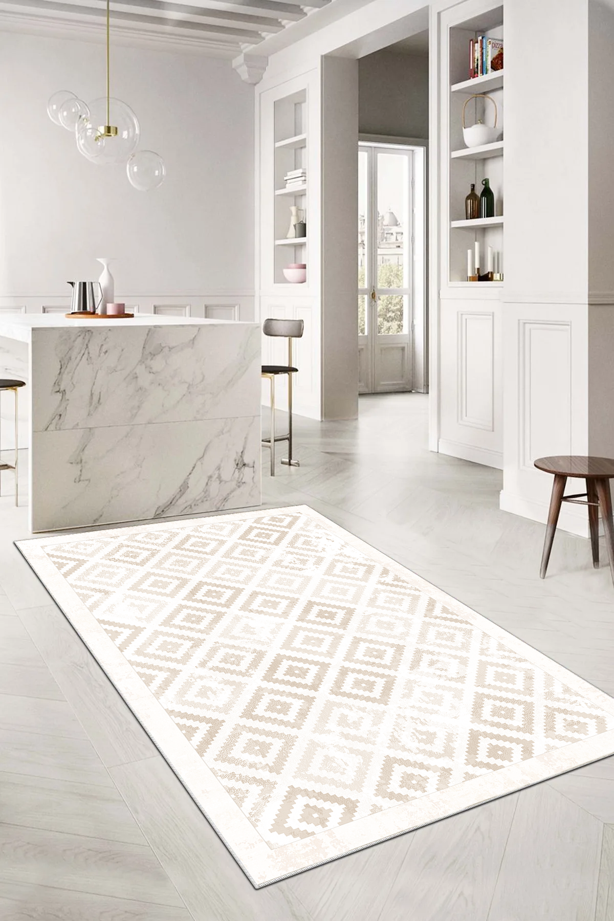 Petek Krem Yeni Nesil Baskılı Halı & Yolluk