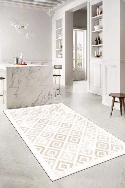 Petek Krem Yeni Nesil Baskılı Halı & Yolluk