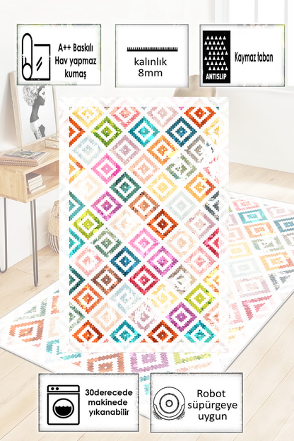 Petek Renkli Yeni Nesil Baskılı Halı & Yolluk