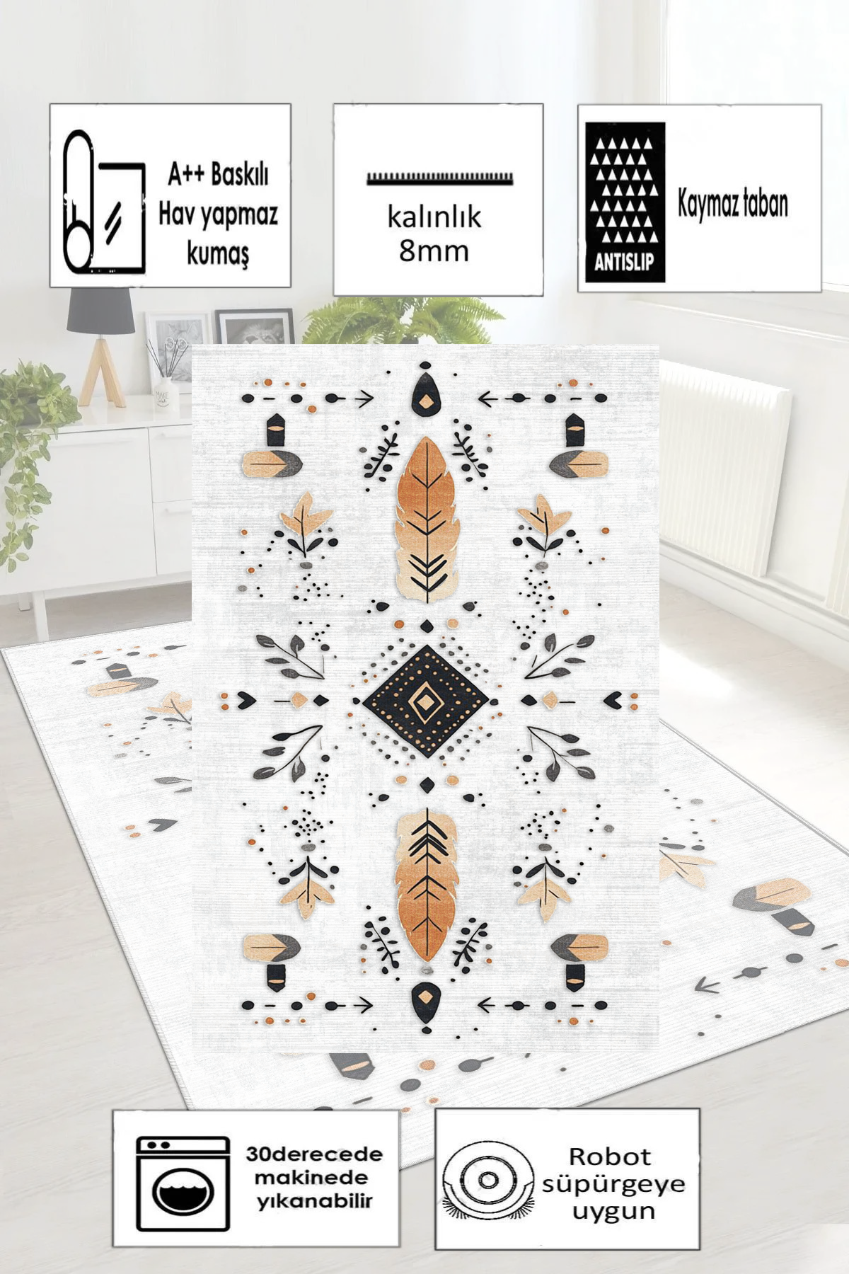 Polezya Baskılı Kaymaz Taban Halı & Yolluk