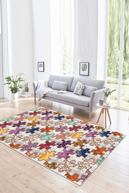 puzzle Yeni Nesil Baskılı Halı & Yolluk