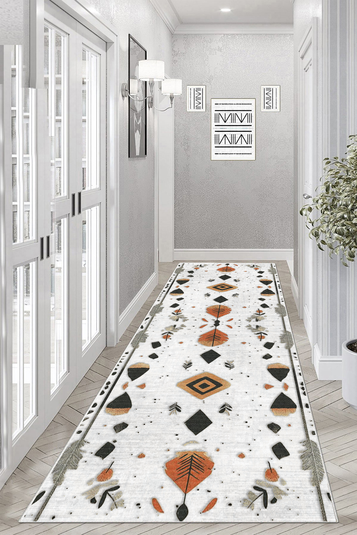 Ruzzya  Baskılı Kaymaz Taban Halı & Yolluk