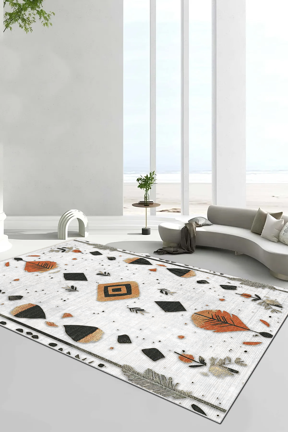 Ruzzya  Baskılı Kaymaz Taban Halı & Yolluk