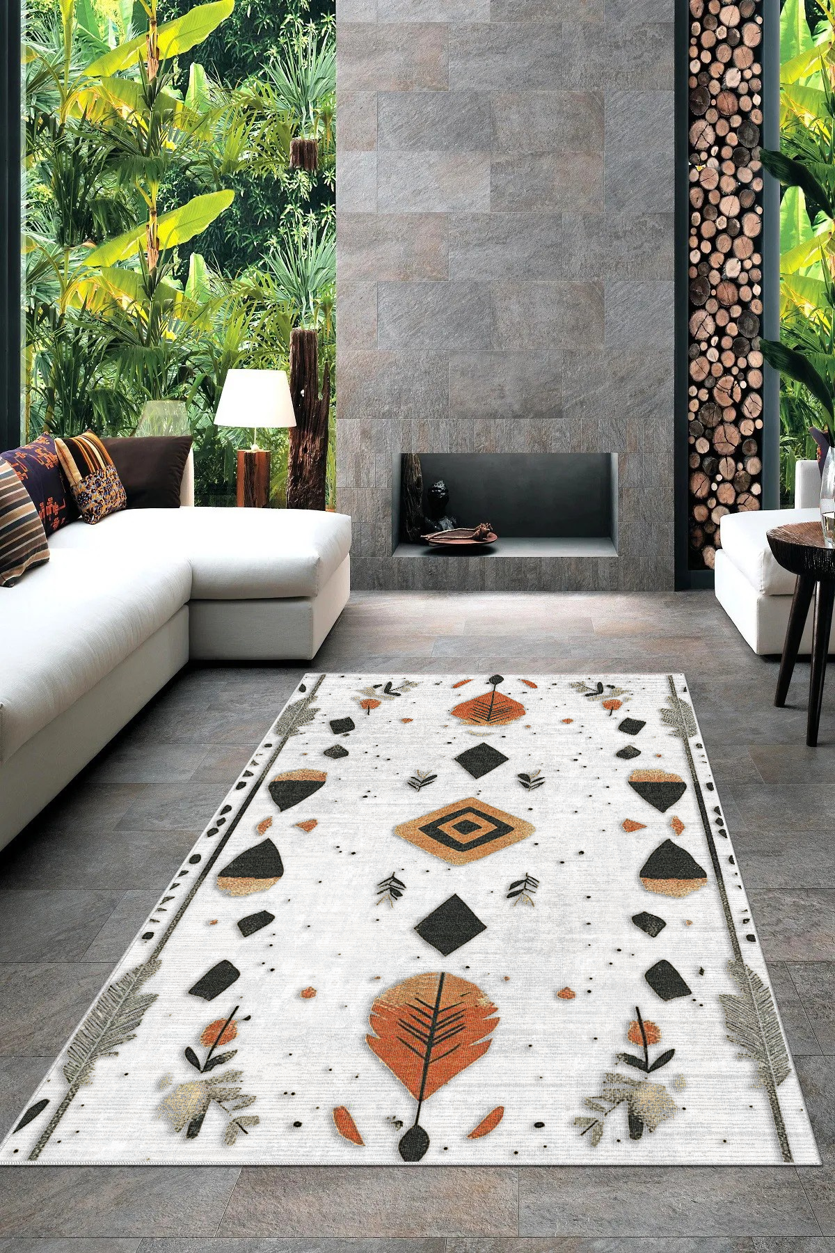 Ruzzya  Baskılı Kaymaz Taban Halı & Yolluk