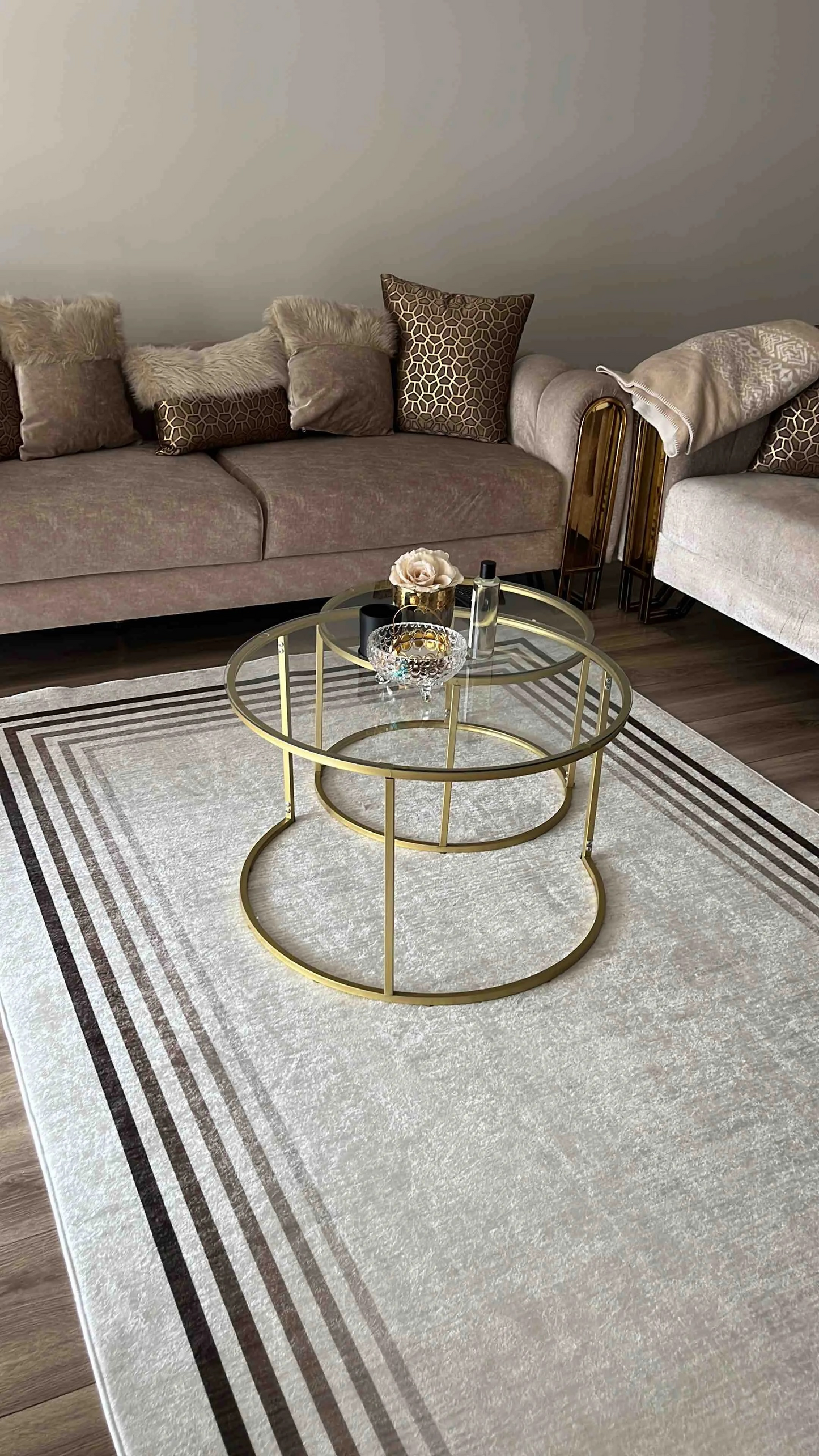 Aura krem Yeni Nesil Baskılı Halı & Yolluk