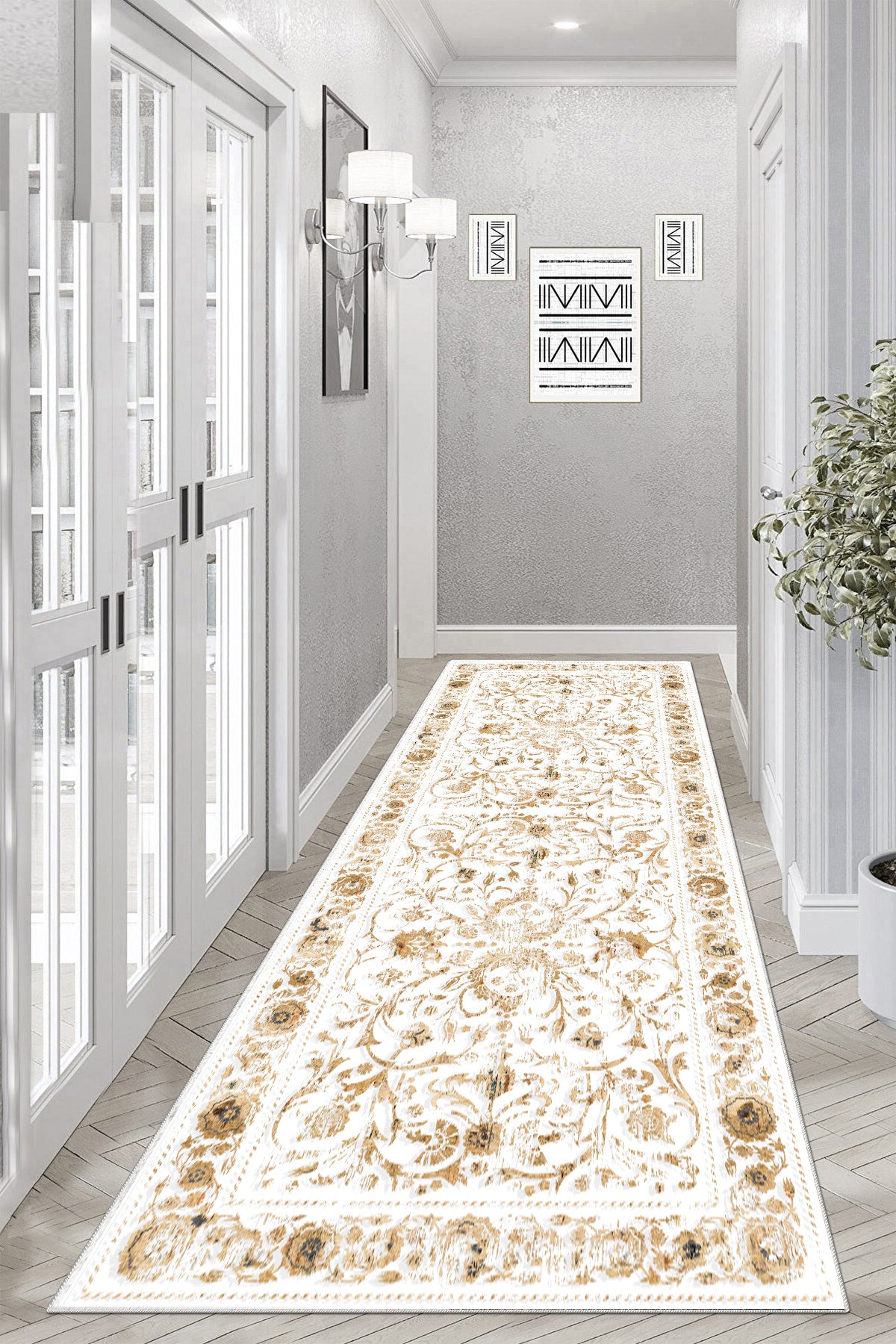 Sultan Beyaz Yeni Nesil Baskılı Halı & Yolluk