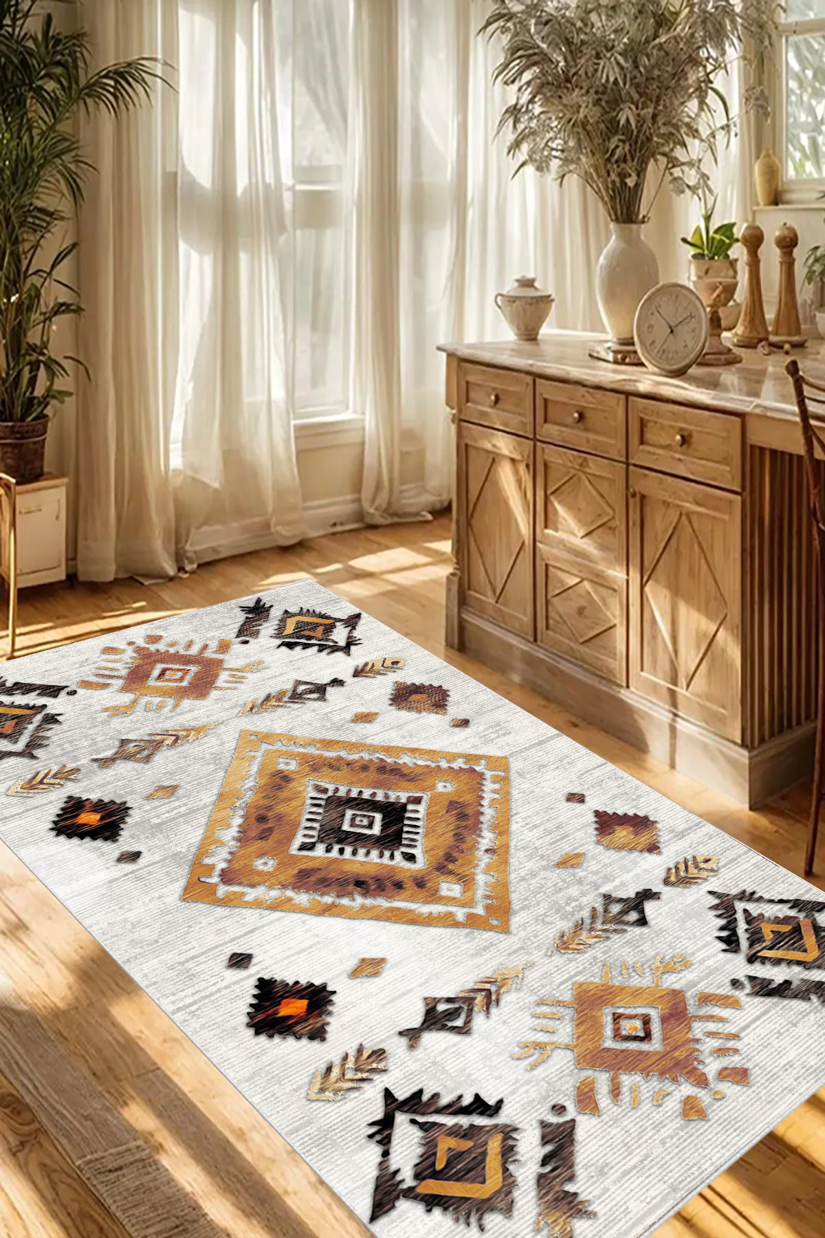 Slavya Baskılı Kaymaz Taban Halı & Yolluk