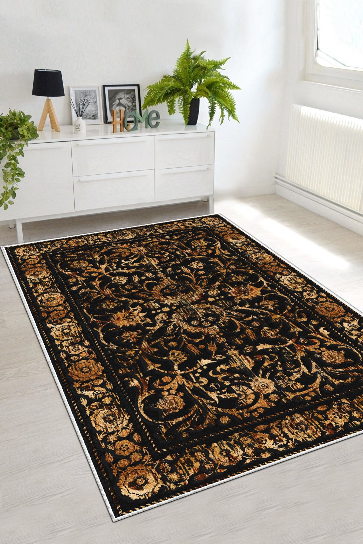 Sultan Siyah Yeni Nesil Baskılı Halı & Yolluk