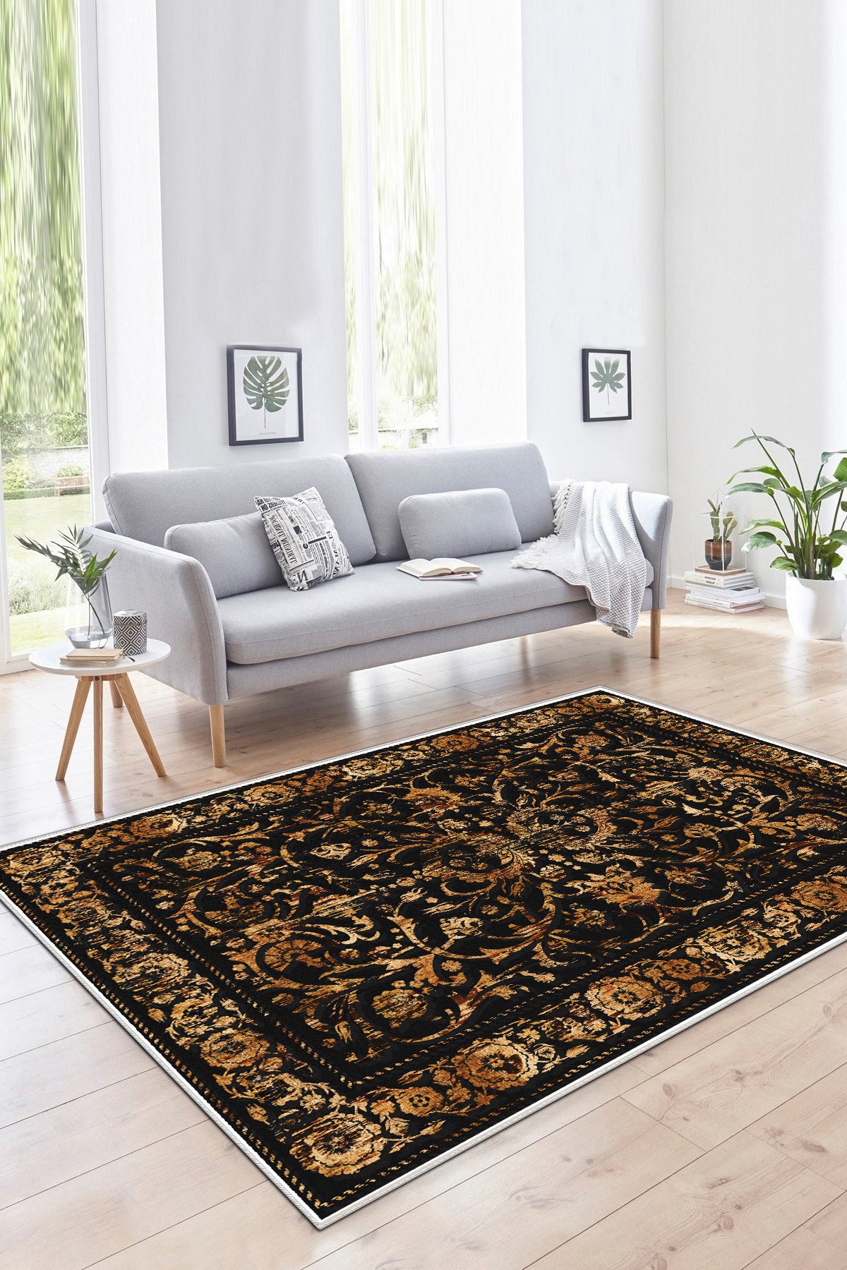 Sultan Siyah Yeni Nesil Baskılı Halı & Yolluk