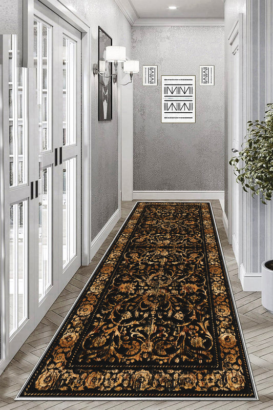 Sultan Siyah Yeni Nesil Baskılı Halı & Yolluk