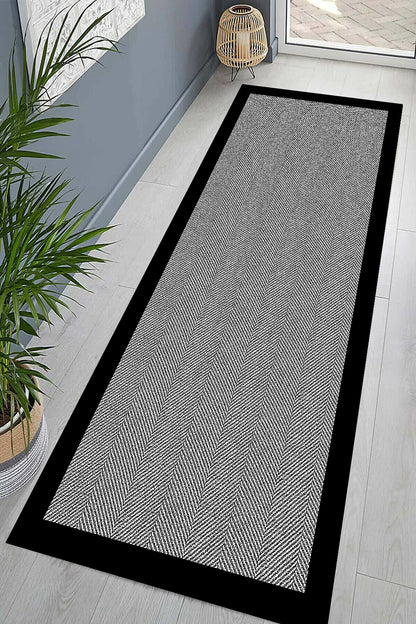 Hasır Siyah Yeni Nesil Baskılı Halı & Yolluk