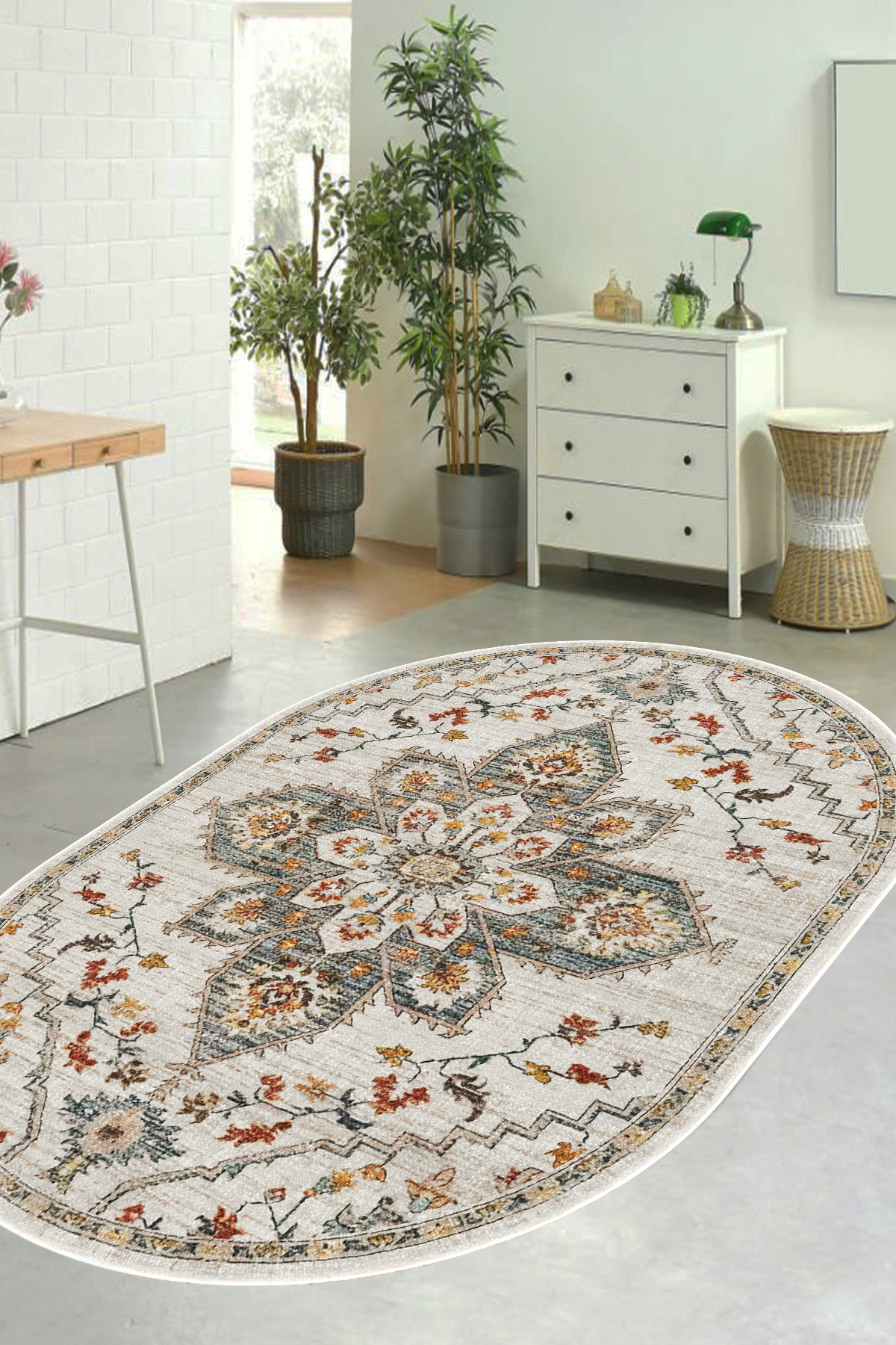 Vintage Oval Yeni Nesil Baskılı Halı & Yolluk
