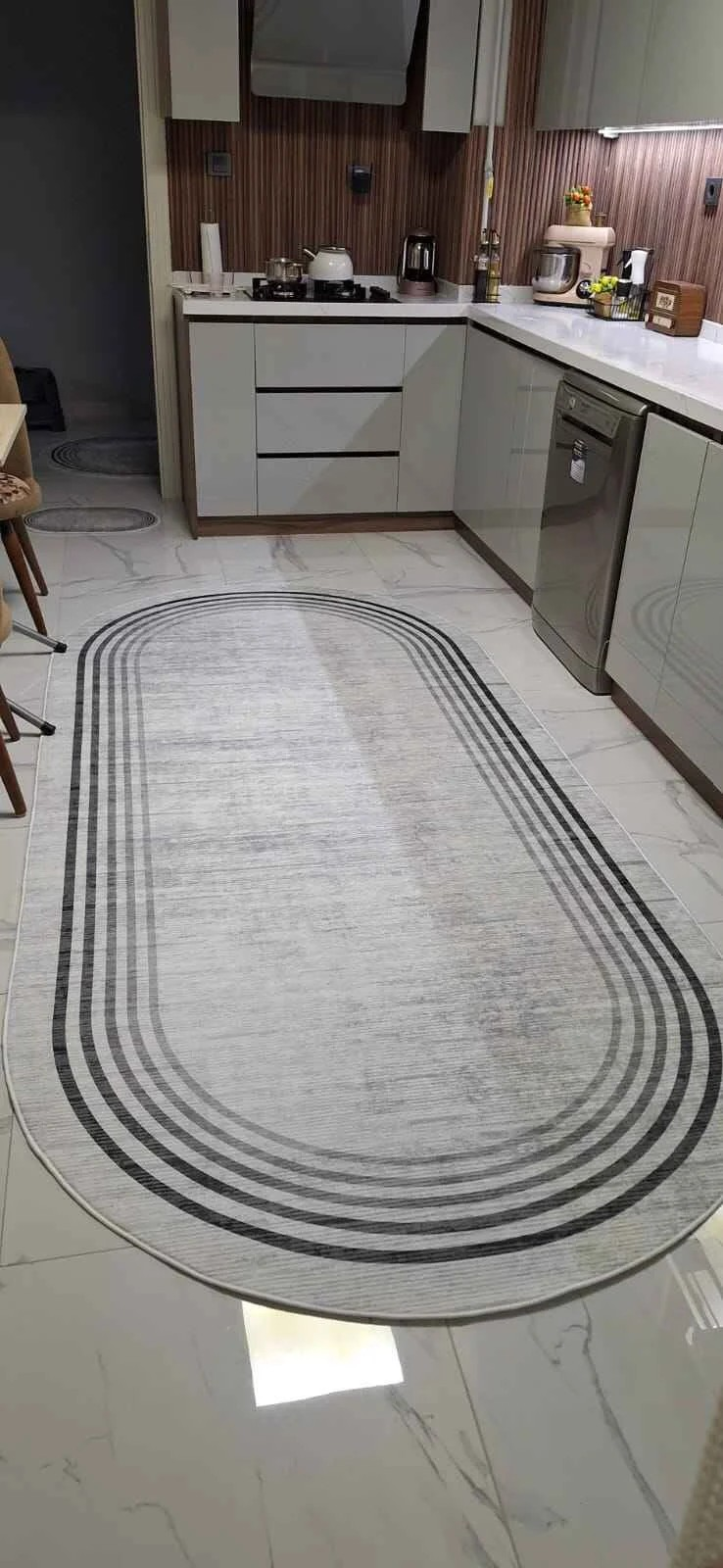 Aura gri oval Yeni Nesil Baskılı Halı & Yolluk