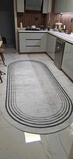 Aura gri oval Yeni Nesil Baskılı Halı & Yolluk