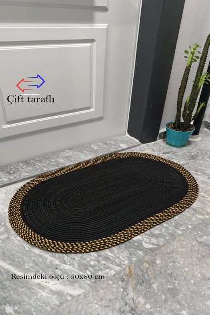 Jüt Hasır Kapı önü Paspas Siyah-Kahve