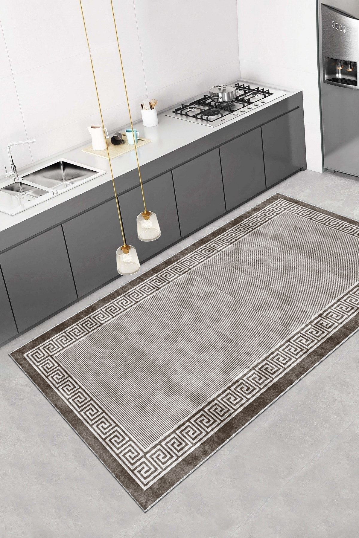 Zara Kahve Yeni Nesil Baskılı Halı & Yolluk