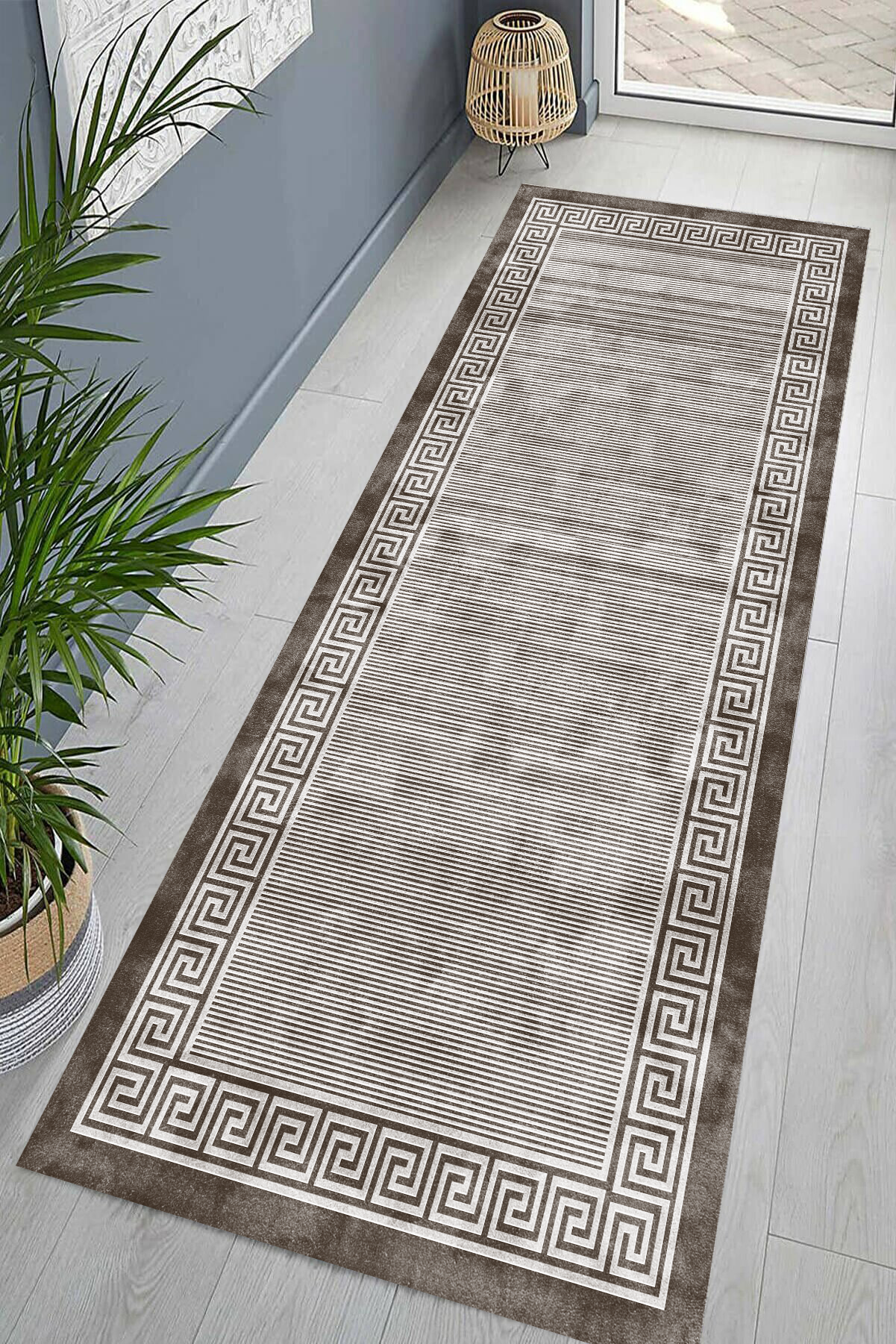 Zara Kahve Yeni Nesil Baskılı Halı & Yolluk