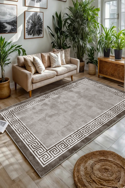 Zara Kahve Yeni Nesil Baskılı Halı & Yolluk