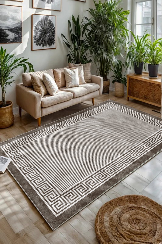 Zara Kahve Yeni Nesil Baskılı Halı & Yolluk