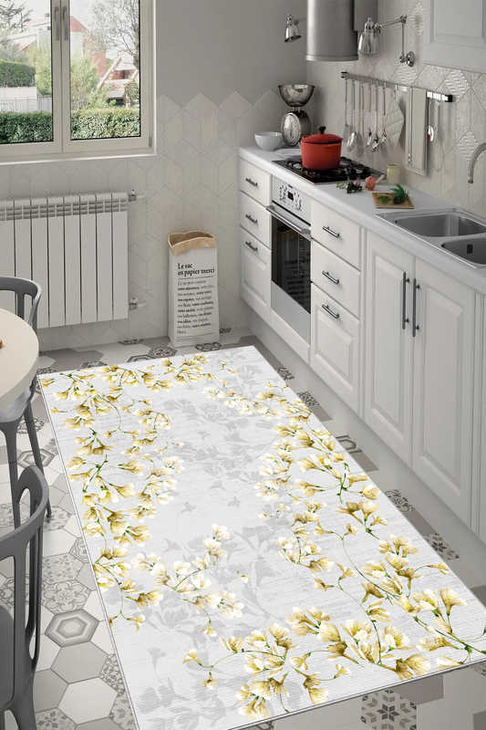 Zarif Hardal Baskılı Kaymaz Taban Mutfak Halısı