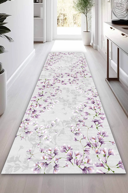 Zarif Lila Yeni Nesil Baskılı Halı & Yolluk